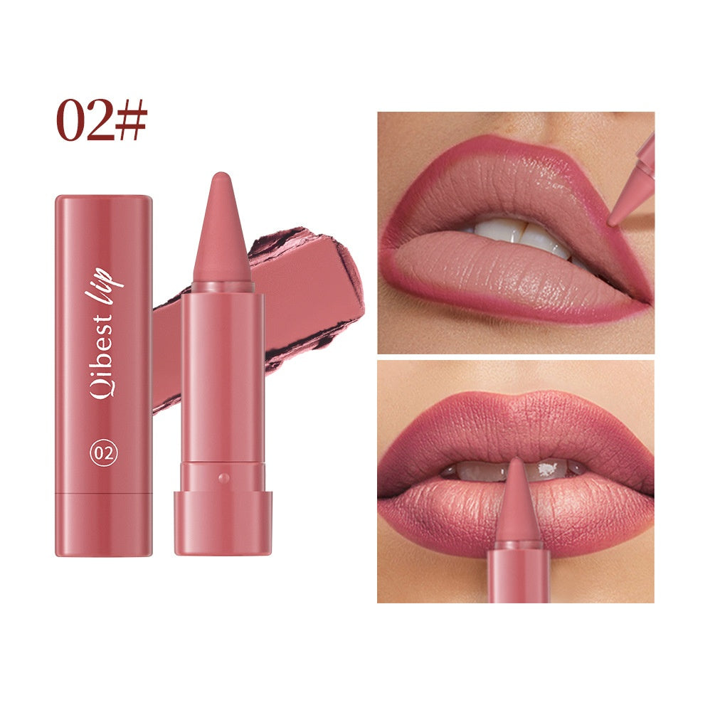 Matte Twist-Up Lipstick by Dropshipman showcasing a sleek, waterproof lipstick tube with the lipstick extended ready for application.
