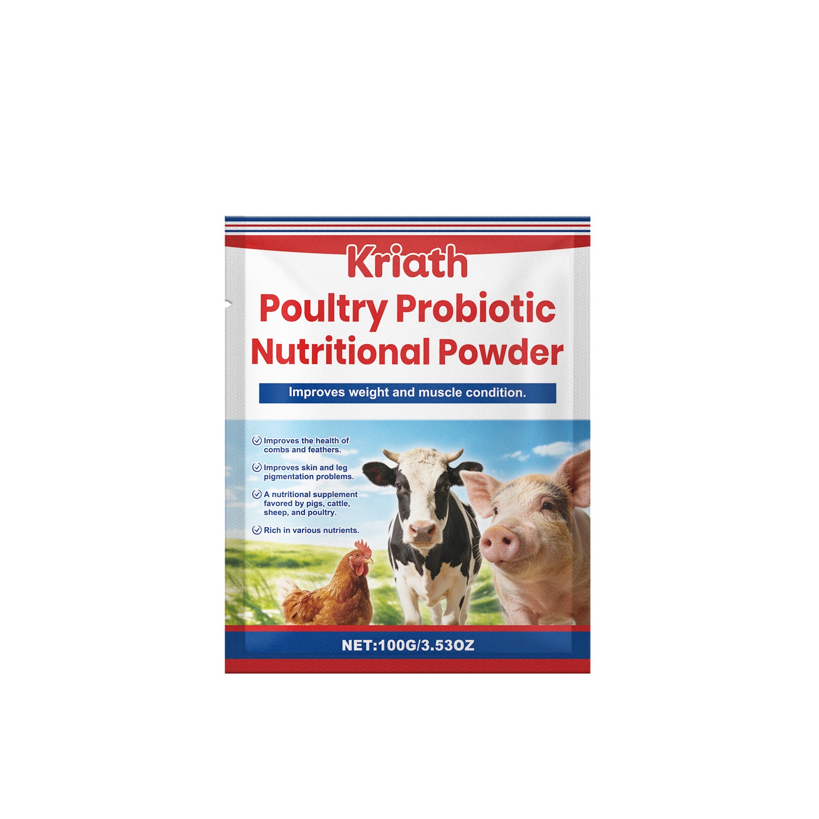 Poultry Probiotic Nutritional Powder by Dropshipman shown in a clear container with scoop, used for enhancing bird digestive health.