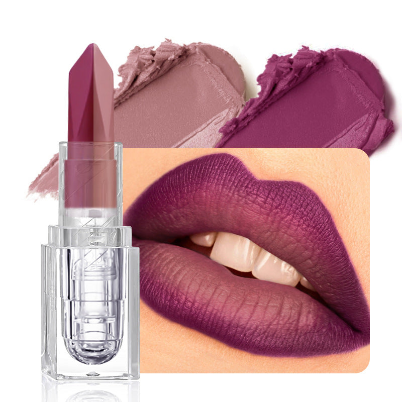Dropshipman soft-matte dual-tone 2-in-1 longwear lip mud with iridescent, velvety finish, stain-proof and smudge-resistant.