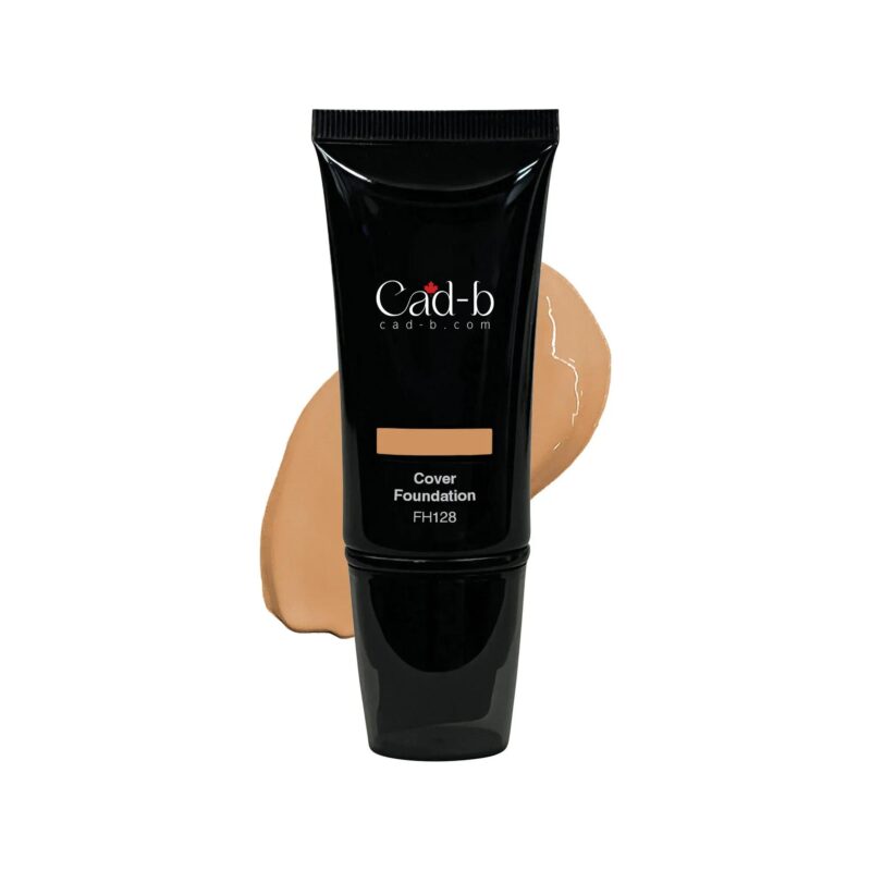 Full coverage matte face foundation by Cad B in shade FH128, suitable for dry and oily skin.