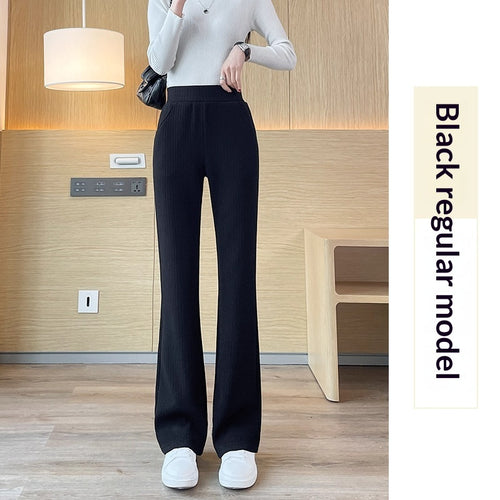 Cream chenille wide-leg pants for women with an extra-thick, cozy fabric, featuring a relaxed fit and high waist.