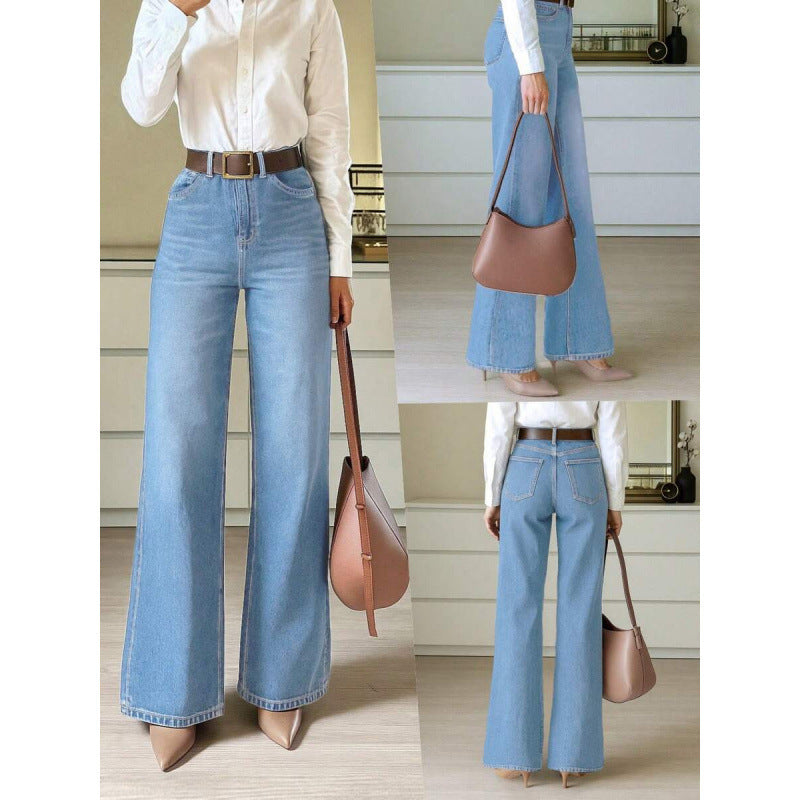 European and American-style women's jeans from Dropshipman, featuring classic denim fit and modern styling.