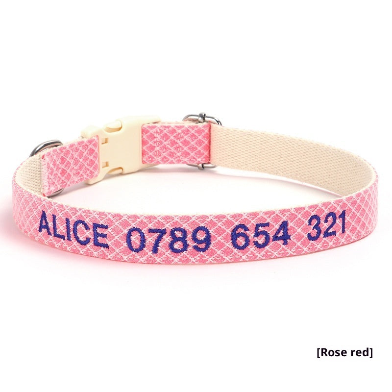 Embroidered Phone Number Anti Lost Pet Collar