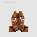 Shiba Inu wearing Dropshipman cotton-padded winter jacket with four-legged design, cozy and warm for cold weather.
