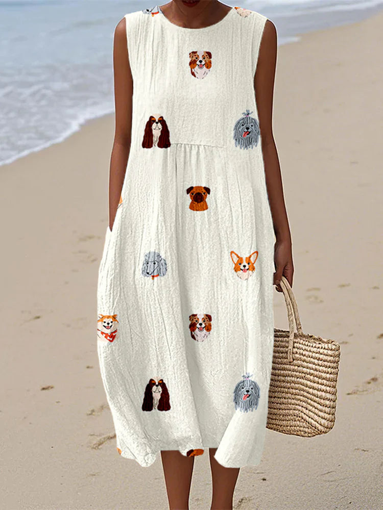 new-arrival Women's Spring Sleeveless Fitted Elegant Long Dress With A Printed Design