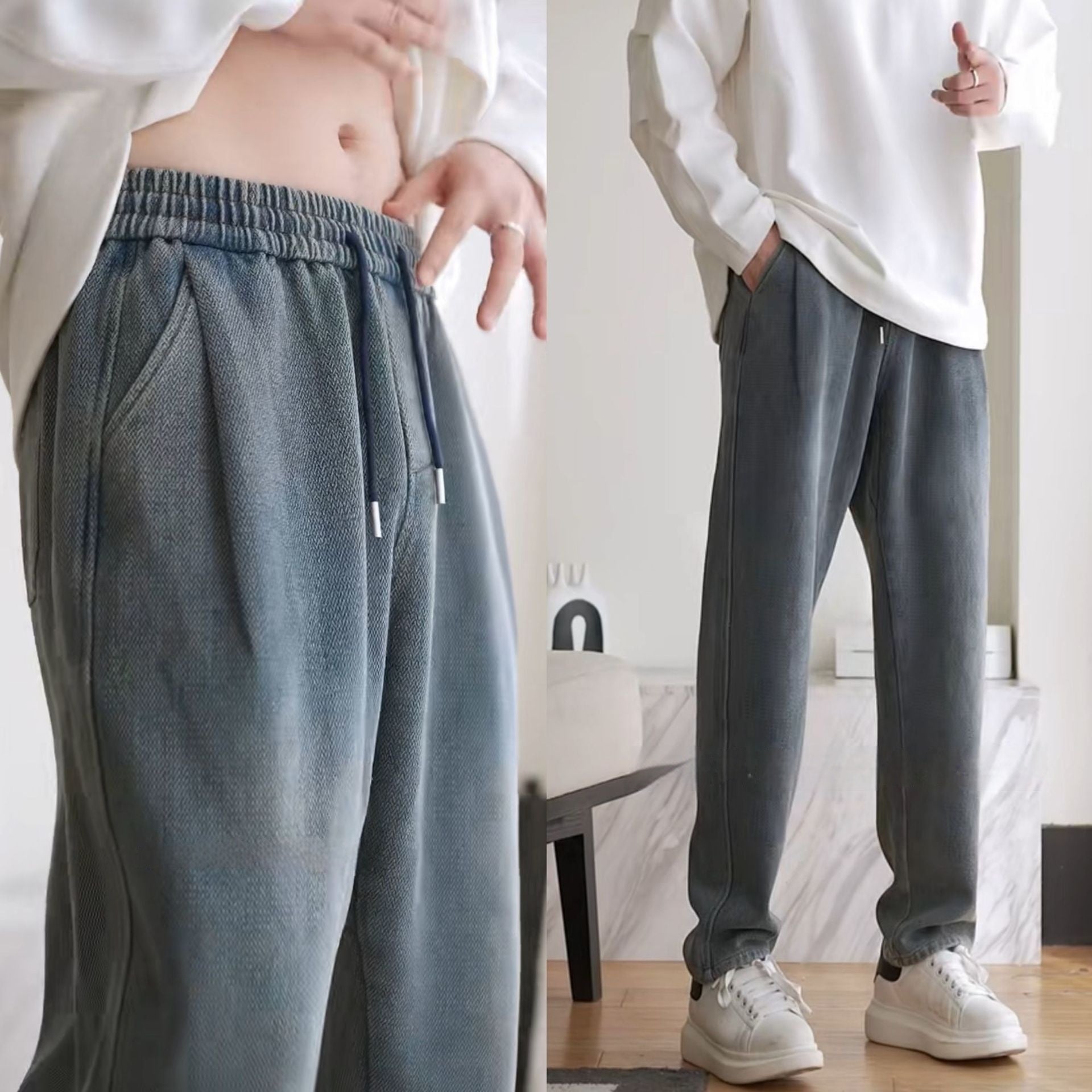Mens retro-style spring jeans by Dropshipman, loose fit denim with versatile design and classic vintage look.