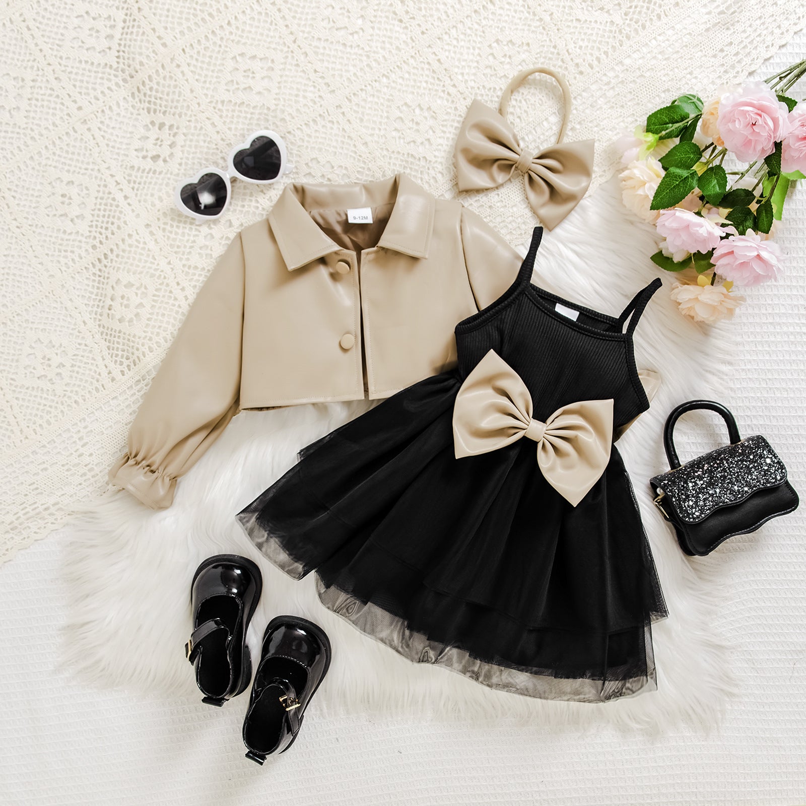 new-arrival Children Girl's Fashion Set Leather Jacket