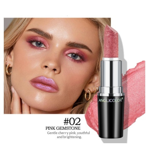 Pearly finish lipstick from Dropshipman with non-fading, non-stick, waterproof formula, shown in a sleek lipstick tube.