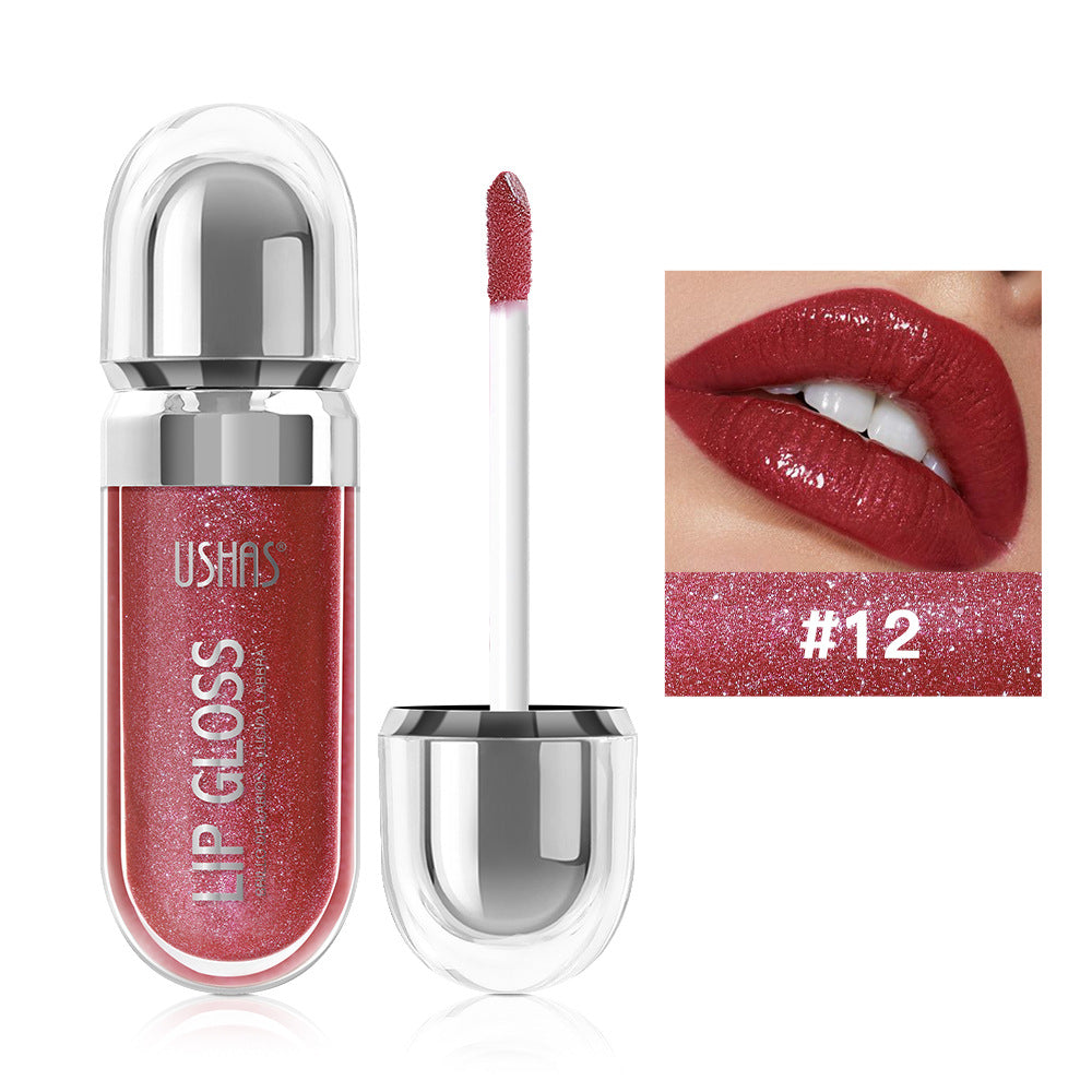 Pearlescent liquid lipstick by Dropshipman with a shiny, iridescent finish, showcasing its smooth, long-lasting formula.
