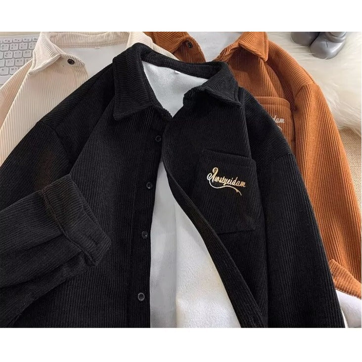 new-arrival Mens Retro Casual Corduroy Shirt Coat