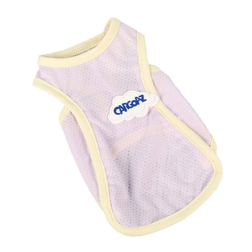 Light yellow cat summer vest from Dropshipman with anti-lint fabric, thin and breathable for comfortable feline wear.