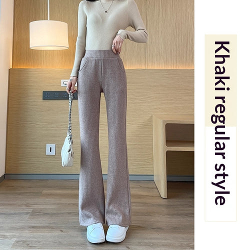 Dropshipman women's chenille wide-leg pants in an extra-thick version, showcasing soft, cozy fabric and relaxed fit.