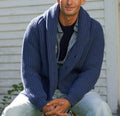 Solid-color lapel-neck knit sweater jacket from Dropshipman, stylish European and US fashion, close-up of fabric and collar detail.