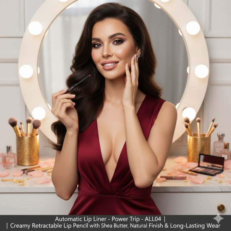 Cad b Automatic Lip Liner Power Trip ALL04, creamy retractable lip pencil with Shea Butter, natural finish, long-lasting wear, cruelty-free.