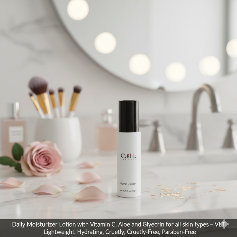 Cad b Daily Moisturizer Lotion with Vitamin C, Aloe, and Glycerin for all skin types, hydrating face cream in a white jar