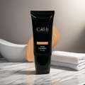 Cad b full coverage matte foundation for dry and oily skin, in a face product image showing the paraben-free, smooth matte finish.