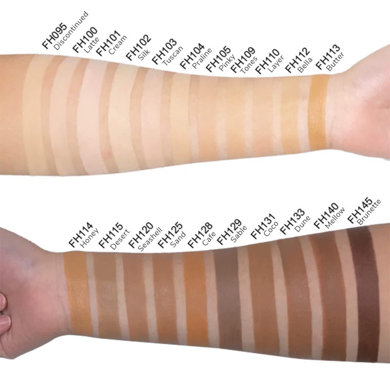Swatch of Cad b full coverage matte foundation for dry and oily skin, showing smooth, even skin tone.