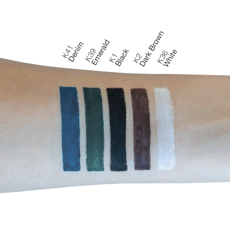 Cad B Kohl Eyeliner in emerald green, cruelty-free and paraben-free, shown in a sleek pencil form with vibrant color.
