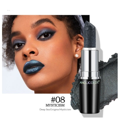 Pearly finish lipstick by Dropshipman featuring non-fading, non-sticky, waterproof formula, with a smooth, shiny application.