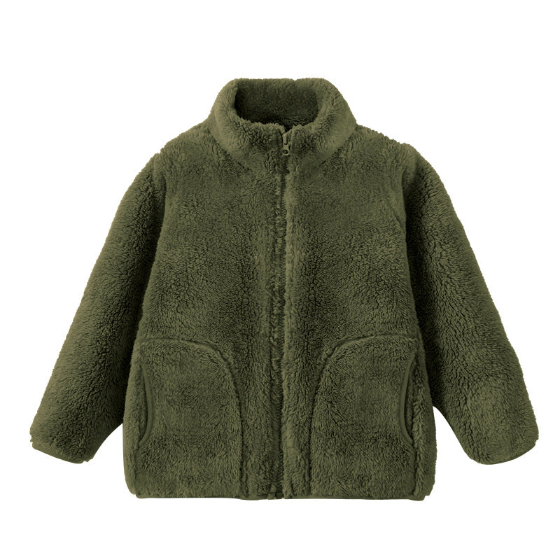 Dropshipman thick fleece-lined cotton-padded coat for parents and kids, showing a warm, cozy winter outerwear set.