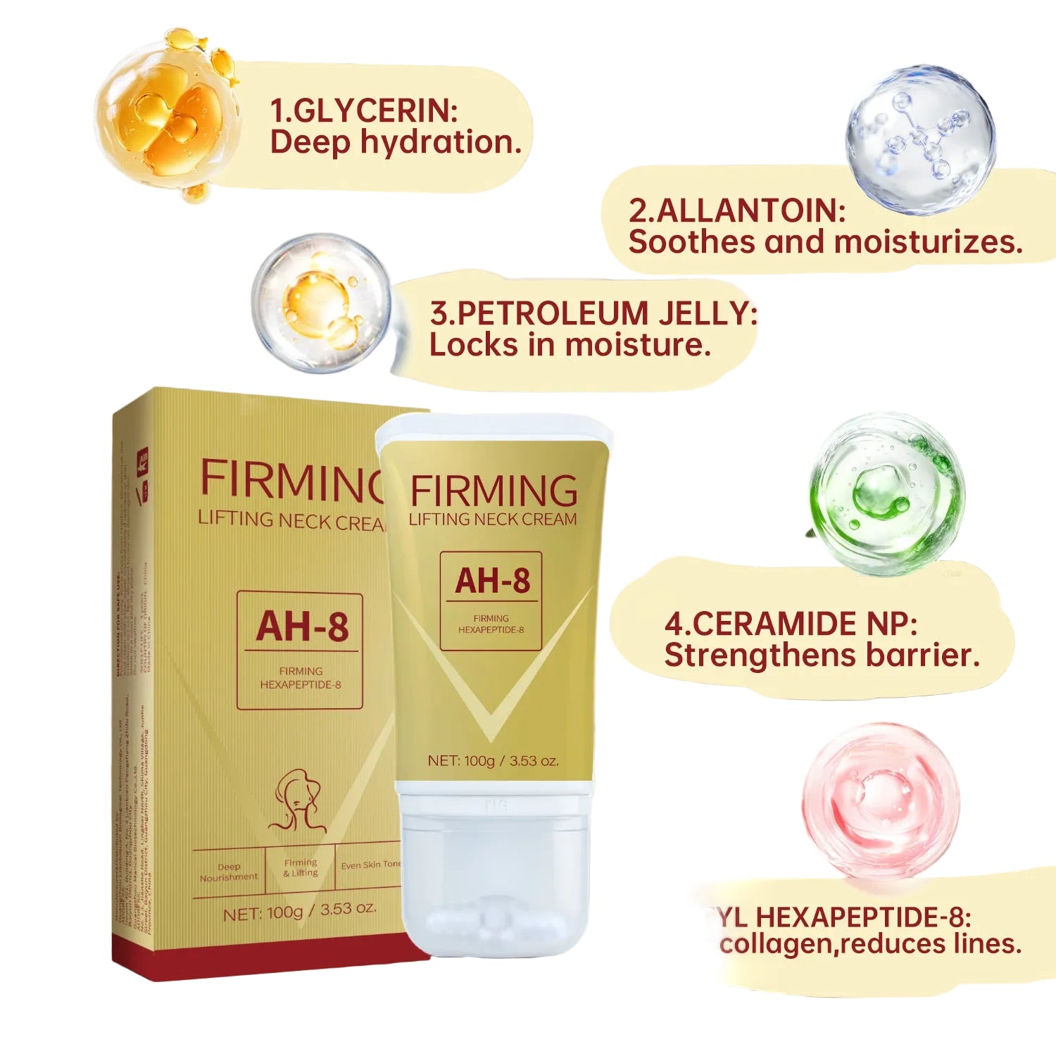 Neck Firming Roller Cream Lifts Dilutes Neck Lines Deeply Nourishes Easily Absorbed Massages And Soothes Neck Skin Care