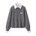Laid-back faux two-piece loose-knit top by Dropshipman, featuring a relaxed fit and casual knit fabric for comfortable style.