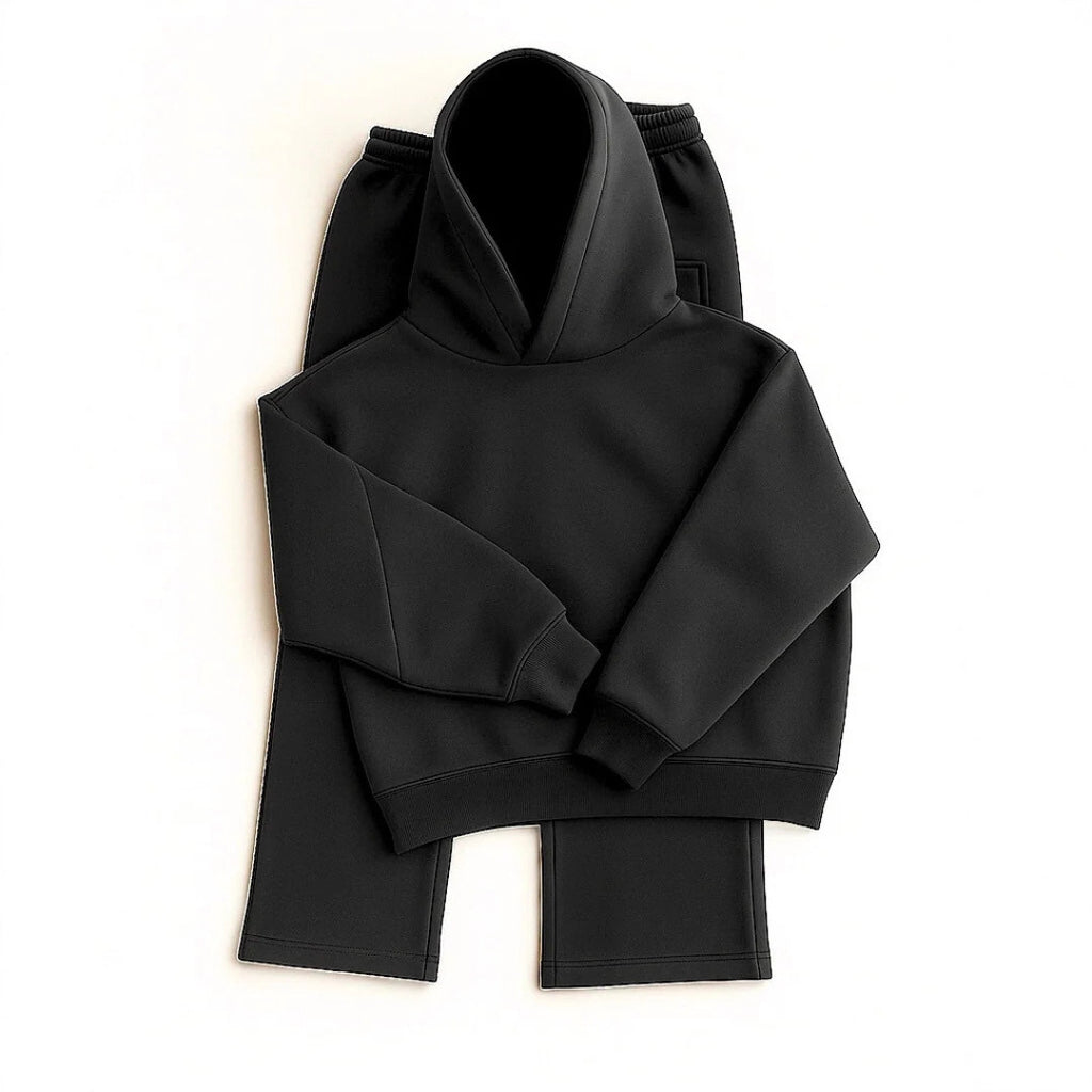 Men's heavyweight structured hoodie by Dropshipman with 3D cut design, adjustable drawstring hood, ribbed cuffs, and hem.