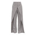 Dropshipman irregular casual wide-leg pants, beige with loose fit and wide legs, styled for a relaxed, trendy look.