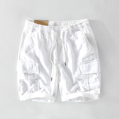 Casual linen shorts with pockets and drawstring, men's fashion by Dropshipman, lightweight and comfortable summer clothing