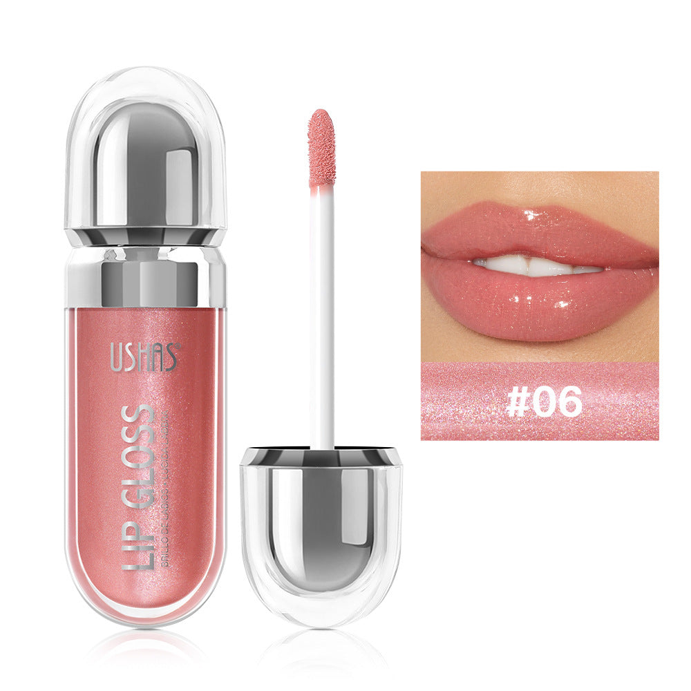 Droshipman pearlescent liquid lipstick with a shiny, iridescent finish, long-lasting and nonstick, shown in a close-up image.