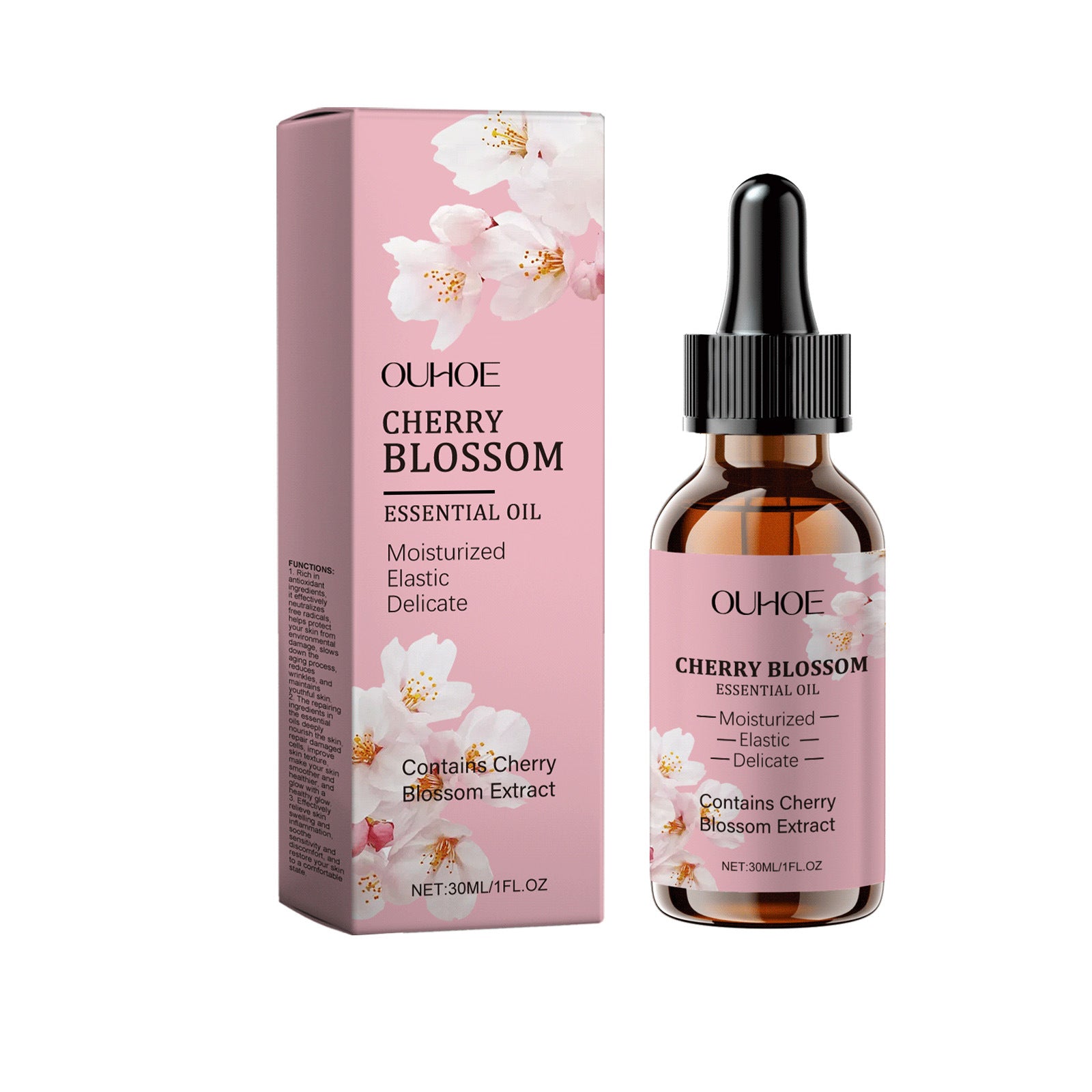 Dropshipman moisturizing and softening essential oil face care bottle showing a clear glass container with golden liquid.