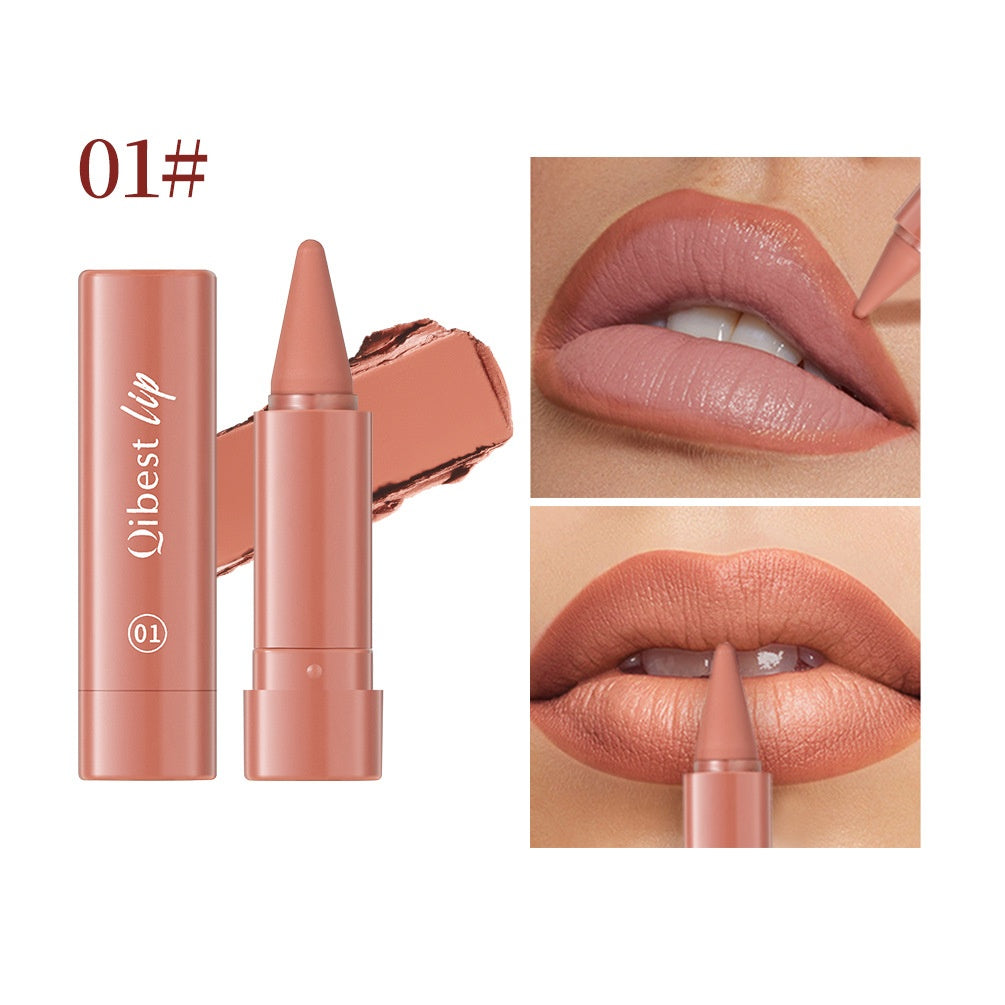 Dropshipman matte twist-up lipstick in a sleek tube, showcasing vibrant, long-lasting, waterproof lip color.