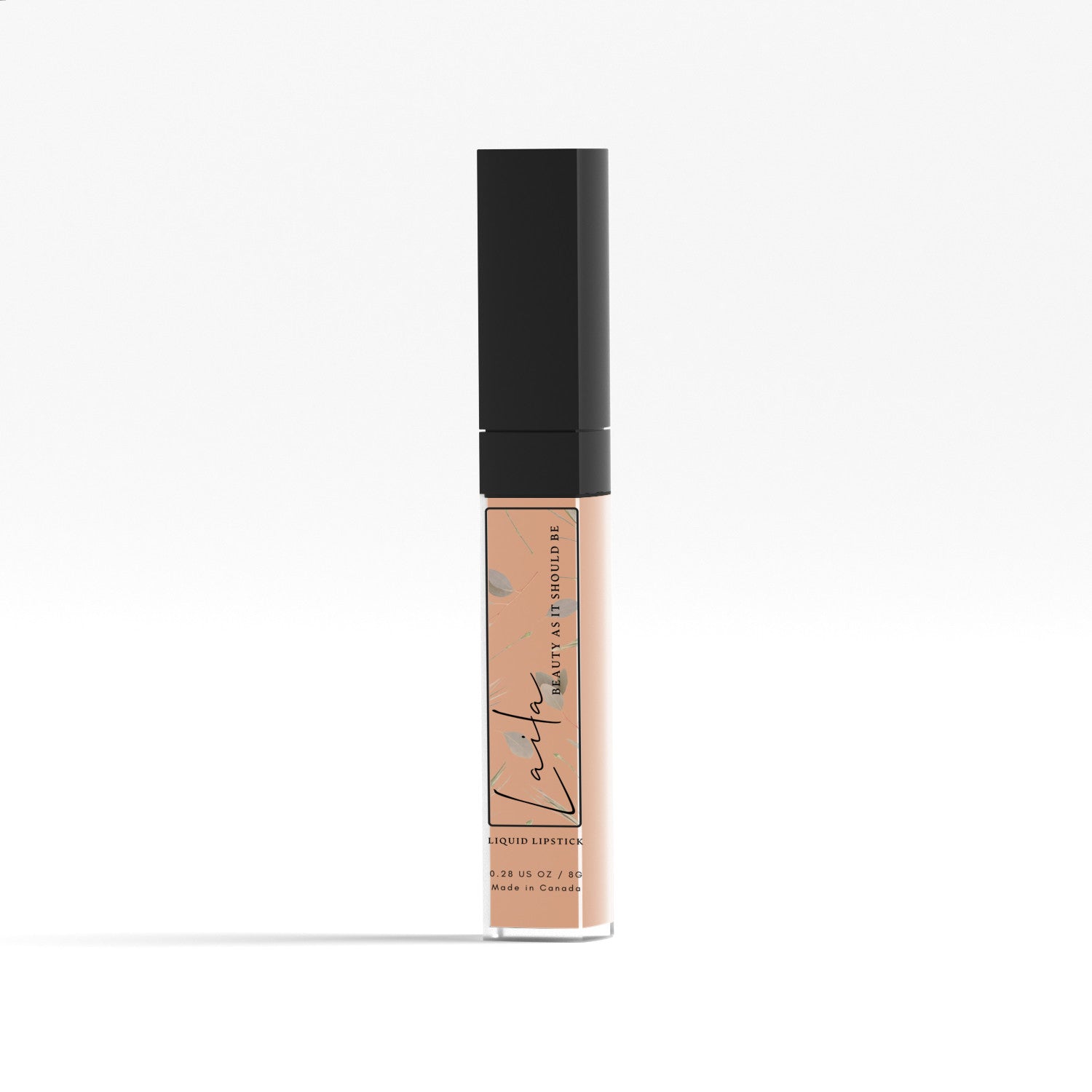 Laila All Natural Matte Liquid Lipstick in a sleek tube, ready for precise application of natural matte lip color.