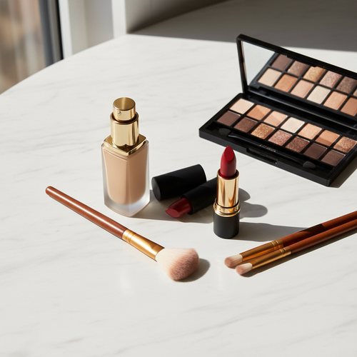 ShopSweetHaven Complete Makeup Collection Set with eyeshadows, brushes, and cosmetics for a full beauty and personal care look.